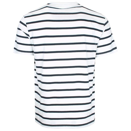 T-shirt Bawełniany Biały w Paski z Krótkim Rękawem, Męski, U-neck -PAKO JEANS Pako Jeans 3XL JegoSzafa.pl