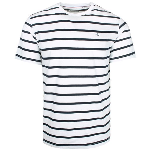 T-shirt Bawełniany Biały w Paski z Krótkim Rękawem, Męski, U-neck -PAKO JEANS TSPJNSDECKbi ze sklepu JegoSzafa.pl w kategorii T-shirty męskie - zdjęcie 155952536
