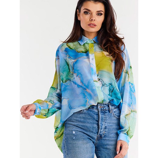 Koszula w kolorze niebieskim ze wzorem onesize Limango Polska okazja