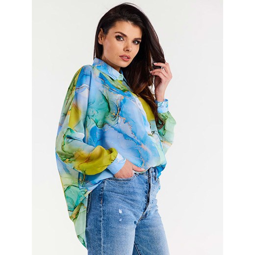 Koszula w kolorze niebieskim ze wzorem onesize okazja Limango Polska