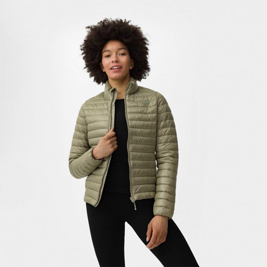 Damska kurtka puchowa pikowana 4F 4FSS23TDJAF196 - oliwkowa/khaki M wyprzedaż Sportstylestory.com