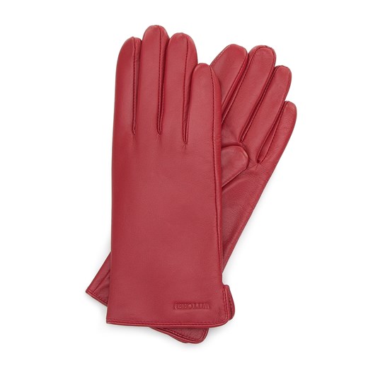 Damskie rękawiczki skórzane gładkie czerwone ze sklepu WITTCHEN w kategorii Rękawiczki damskie - zdjęcie 155984265