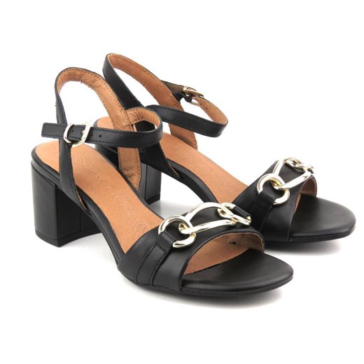 Sandały damskie na klocku - Marco Tozzi 28363, czarne ze sklepu ulubioneobuwie w kategorii Sandały damskie - zdjęcie 155990588
