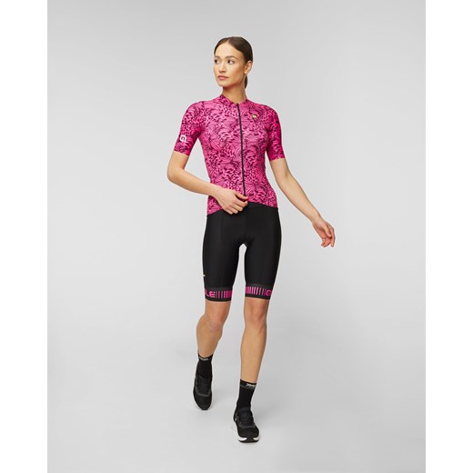 Bluzka damska różowa Ale Cycling w abstrakcyjnym wzorze z okrągłym dekoltem 