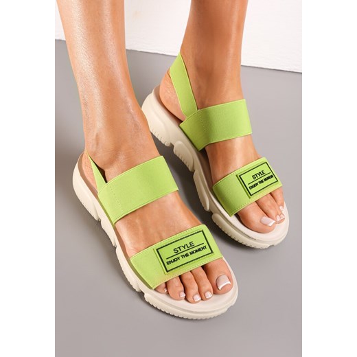 Zielone Wsuwane Sandały w Sportowym Stylu z Elastycznymi Paskami Alitza Renee 41 okazja renee.pl