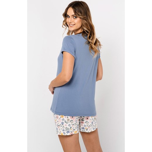 Piżama damska na krótki rękaw i krótkie nogawki Martina, Kolor niebieski-wzór, Italian Fashion 2XL okazja Intymna