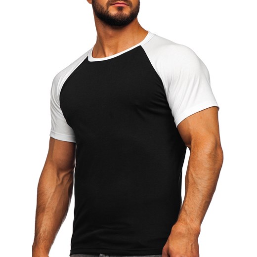 Czarno-biały t-shirt męski Denley 8T82 M okazyjna cena Denley