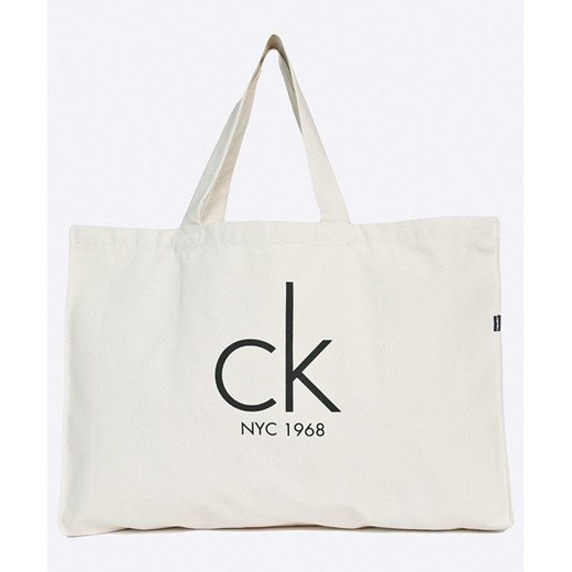 TORBA SHOPPER CALVIN KLEIN JEANS CANVAS NATURAL Calvin Klein one size promocyjna cena DRESSU