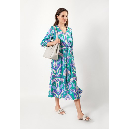 Sukienka midi z wiskozy w kolorowy print ze sklepu Molton w kategorii Sukienki - zdjęcie 156078669