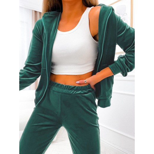 WELUROWY KOMPLET DRESOWY ZAPINANY NA ZAMEK- BUTELKOWA ZIELEŃ Olika S olika.com.pl