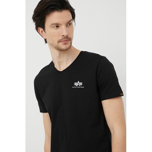 Alpha Industries t-shirt bawełniany kolor czarny gładki 106513.03-Black ze sklepu ANSWEAR.com w kategorii T-shirty męskie - zdjęcie 156099768