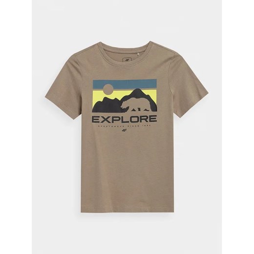 4F T-Shirt 4FJSS23TTSHM322 Beżowy Regular Fit 122 MODIVO