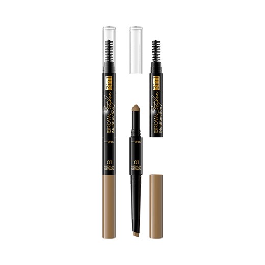 Kredka do brwi w sztyfcie z gąbeczką i szczoteczką 3w1 ze sklepu Eveline Cosmetics w kategorii Brwi - zdjęcie 156109518