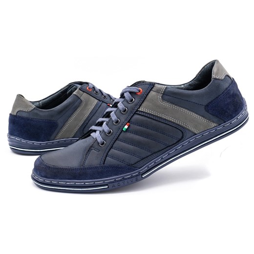 Buty Olivier skórzane męskie 236GT granatowe Olivier 45 ButyModne.pl