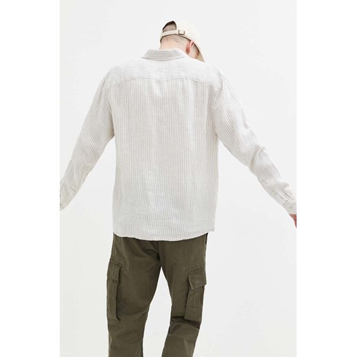 Abercrombie & Fitch koszula lniana kolor beżowy regular z kołnierzykiem Abercrombie & Fitch M ANSWEAR.com