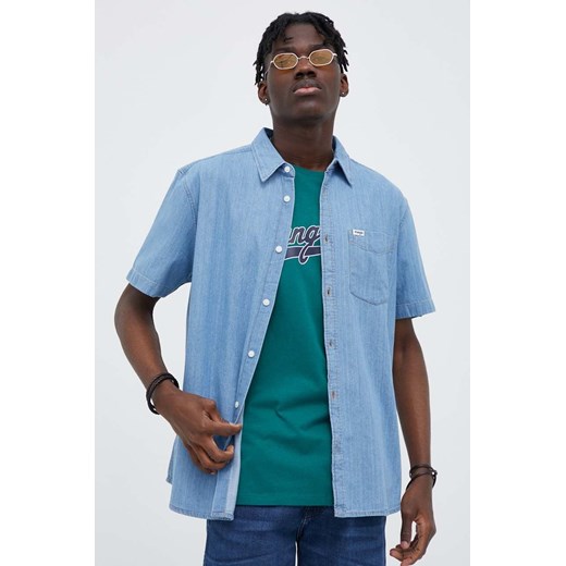 Wrangler koszula jeansowa męska kolor niebieski regular z kołnierzykiem Wrangler XXL ANSWEAR.com