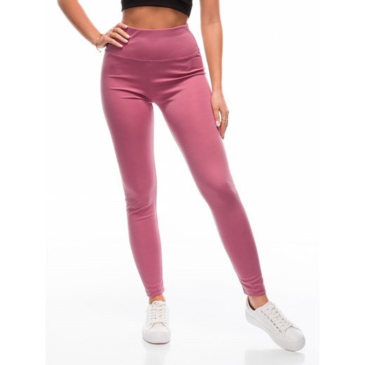 Spodnie damskie legginsy 217PLR - różowe ze sklepu Edoti w kategorii Spodnie damskie - zdjęcie 156151476