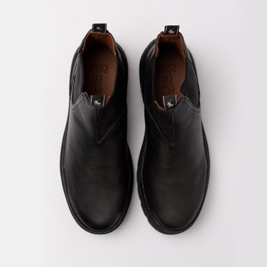 Buty zimowe męskie czarne Polo Ralph Lauren na zimę bez zapięcia casual 