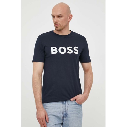 BOSS t-shirt bawełniany BOSS CASUAL kolor granatowy z nadrukiem 50481923 ze sklepu ANSWEAR.com w kategorii T-shirty męskie - zdjęcie 156183458