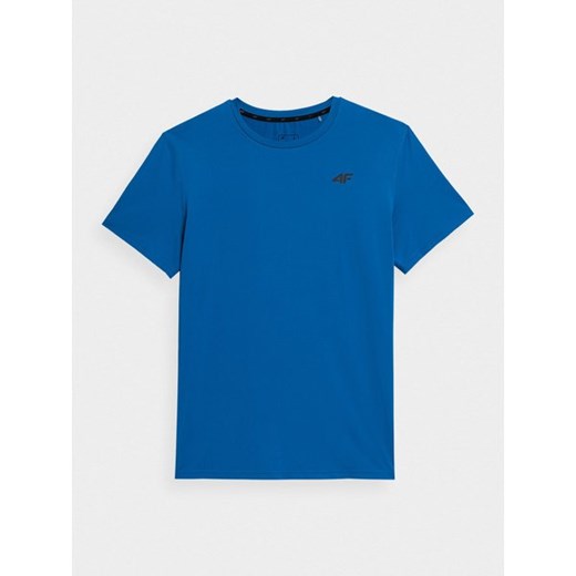 T-shirt męski niebieski 4F z krótkim rękawem z dzianiny 