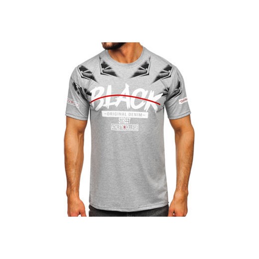 T-shirt męski z nadrukiem szary Denley 14208 2XL promocyjna cena Denley