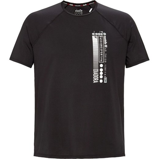 T-shirt męski czarny Diadora z krótkimi rękawami 