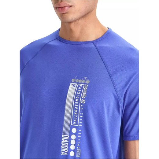 T-shirt męski Diadora niebieski z krótkim rękawem 