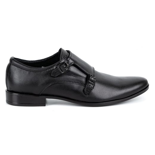 Lukas Skórzane buty wizytowe Monki 287LU czarne ze sklepu ButyModne.pl w kategorii Buty eleganckie męskie - zdjęcie 156210416