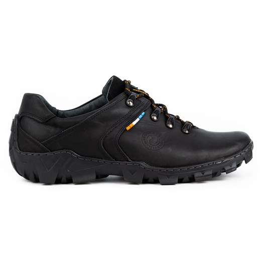 Olivier Skórzane buty trekkingowe męskie 214GT czarne ze sklepu ButyModne.pl w kategorii Buty trekkingowe męskie - zdjęcie 156211219