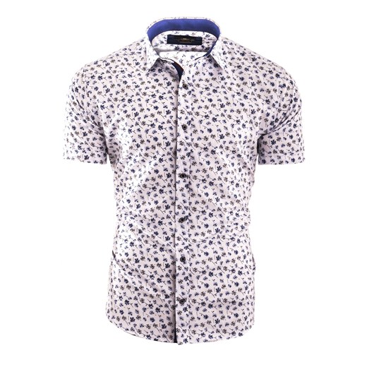 Koszula męska z krótkim rękawem RS051 - Indigo ze sklepu Risardi w kategorii Koszule męskie - zdjęcie 156228868