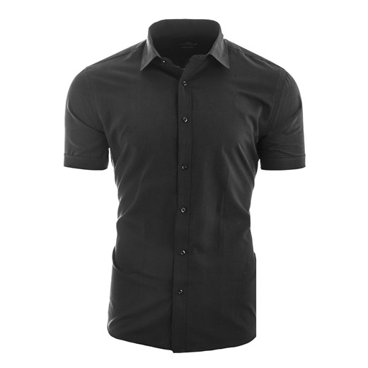 Koszula męska z krótkim rękawem RS056 - czarna ze sklepu Risardi w kategorii Koszule męskie - zdjęcie 156228887
