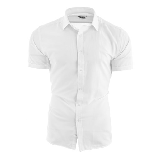 Koszula męska z krótkim rękawem RS056 - biała ze sklepu Risardi w kategorii Koszule męskie - zdjęcie 156228889