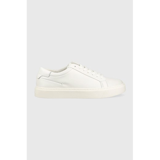 Calvin Klein sneakersy skórzane LOW TOP LACE UP LTH SM kolor biały HM0HM01018 ze sklepu ANSWEAR.com w kategorii Buty sportowe męskie - zdjęcie 156229815