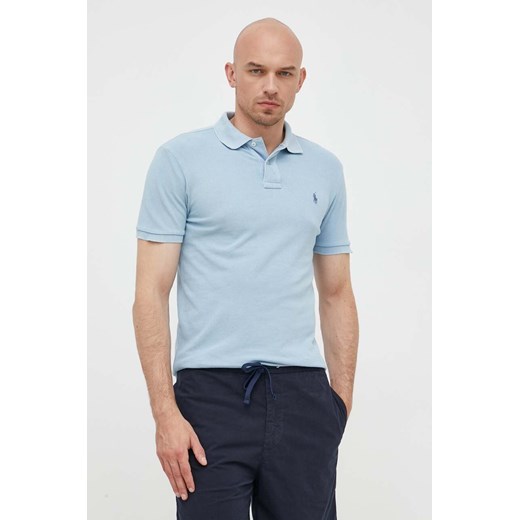 Polo Ralph Lauren polo bawełniane kolor niebieski ze sklepu ANSWEAR.com w kategorii T-shirty męskie - zdjęcie 156240258