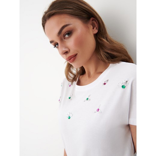 Mohito - T-shirt z ozdobnymi elementami - Biały Mohito L Mohito