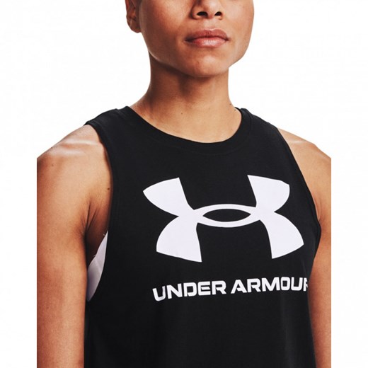 Damski top z nadrukiem UNDER ARMOUR Sportstyle Graphic Tank - czarny ze sklepu Sportstylestory.com w kategorii Bluzki damskie - zdjęcie 156256548