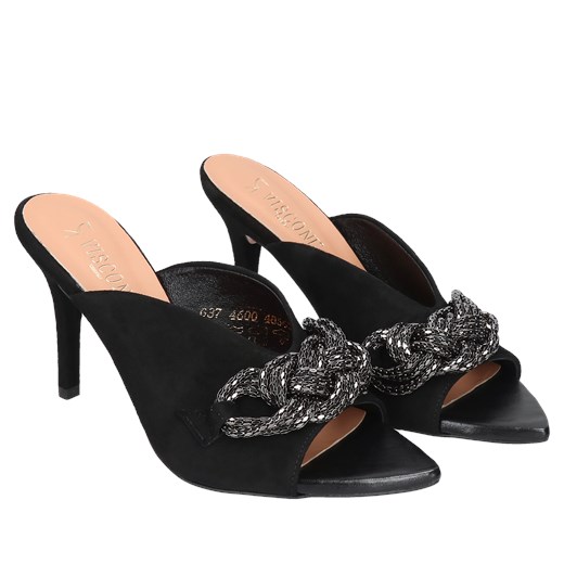 Czarne klapki Lauren, Visconi, VS0001-01, Konopka Shoes Visconi 35 Konopka Shoes