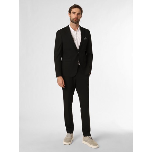 Finshley & Harding Męski garnitur Mężczyźni Slim Fit czarny jednolity ze sklepu vangraaf w kategorii Garnitury męskie - zdjęcie 156292358