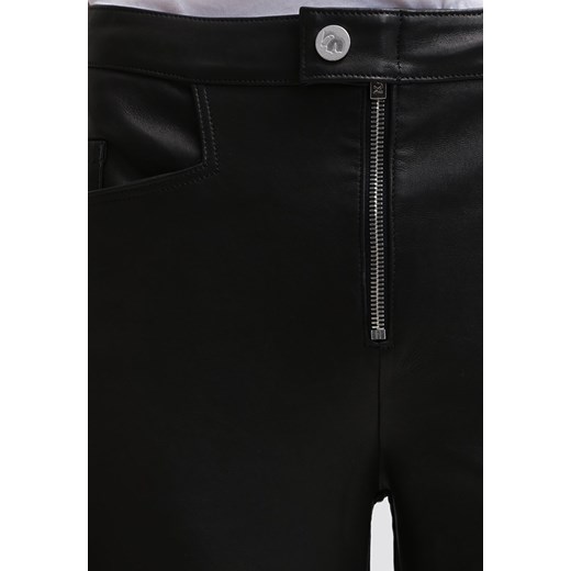 KARL RENATE Spodnie skórzane black zalando szary bez wzorów/nadruków
