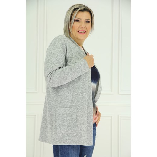 Damska narzutka kardigan blezer szary - 2XL Femimoda 2XL femimoda.pl