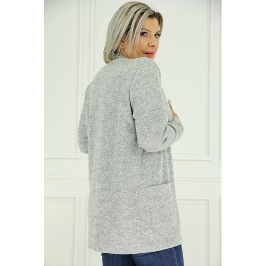 Damska narzutka kardigan blezer szary - 2XL Femimoda 2XL femimoda.pl