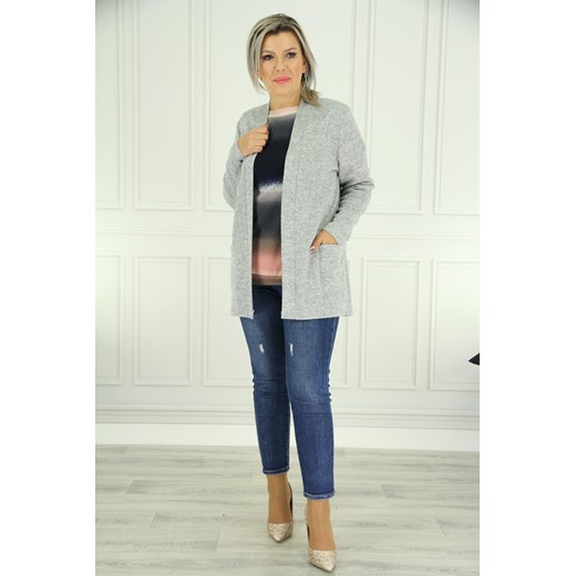 Damska narzutka kardigan blezer szary - 2XL Femimoda 2XL femimoda.pl