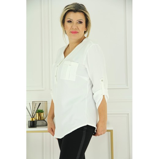 Bluzka elegancka damska koszulowa biała - 2XL Femimoda 2XL femimoda.pl