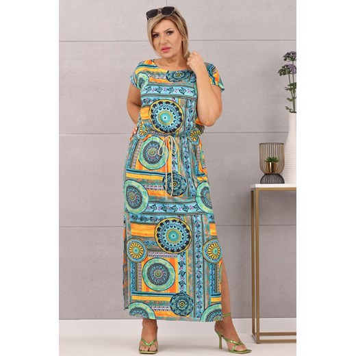 Letnia długa sukienka w greckie wzory - 52 Femimoda 44 femimoda.pl
