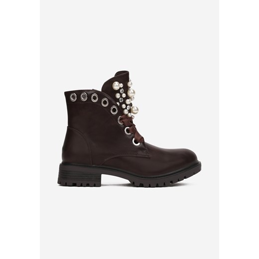 Botki Born2be na zamek brązowe płaskie 