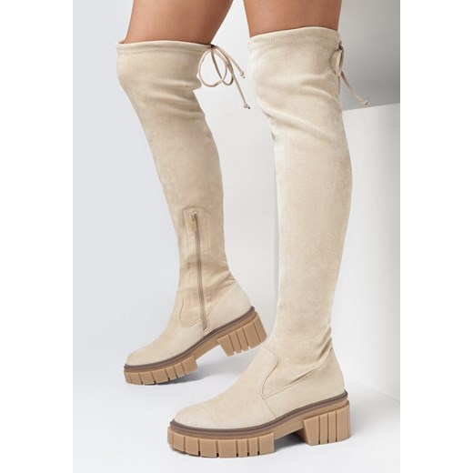 Beżowe Kozaki Hibaba 38 okazja born2be.pl