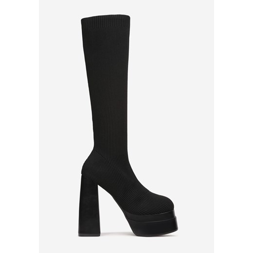 Kozaki damskie Born2be z zamkiem eleganckie czarne z cholewką przed kolano 