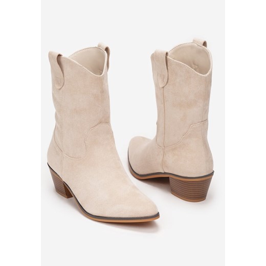 Botki Born2be zamszowe na obcasie jesienne