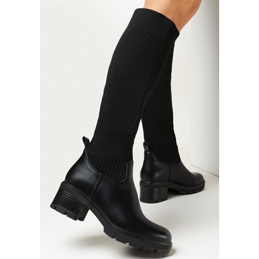 Czarne Kozaki na Słupku z Elastyczną Cholewką Gline 39 promocyjna cena born2be.pl