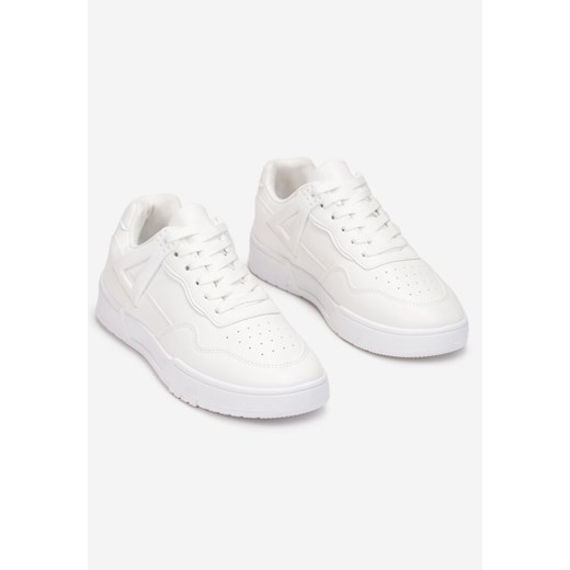 Białe buty sportowe damskie Born2be sneakersy płaskie sznurowane 